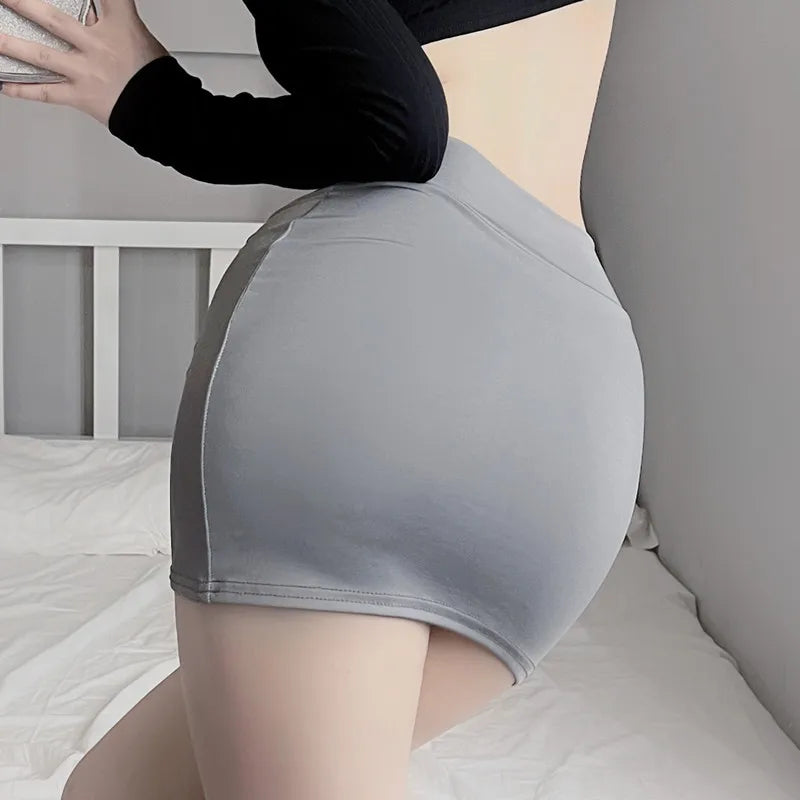 Sexy Thin Skinny Mini Skirt Without Lining Solid Color Low-rise See-through Hip Lifting Short Skirt Women Clubwear - Matrix-studios.com