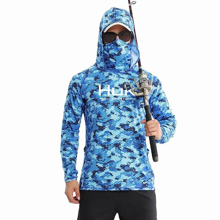Men's Fishing hooded sweatshirt Fishing UV protection hoodie Camiseta De Pesca clothing hooded top grey white - Matrix Studios