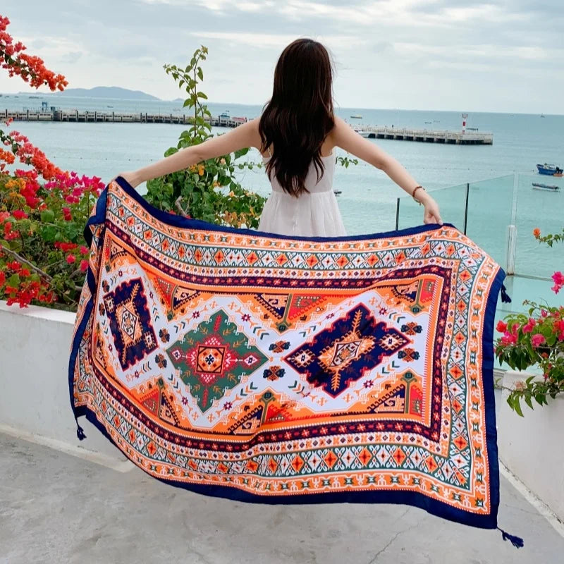 23 Styles 90x180cm Travel Beach Pareo Sunscreen Cover-Ups Women Large Dress Bikini Bathing Brazilian Swimwear Sarong Wrap Scarf - Matrix Studios