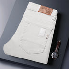 2025 Autumn Men's Elastic Colorful Jeans Breathable Casual  Straight Fitted Solid Color Denim Pants Korean Fashion Trousers - Matrix Studios