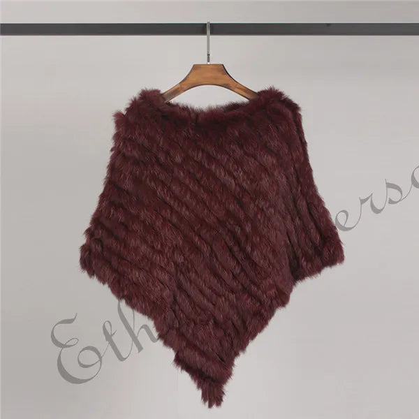 Women's Real Rabbit Fur Poncho Vest Natural Leather Winter Jacket Wrap Coat Shawl  Wedding Party Knitted Fur Vest Wholesale - Matrix Studios