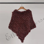 Women's Real Rabbit Fur Poncho Vest Natural Leather Winter Jacket Wrap Coat Shawl  Wedding Party Knitted Fur Vest Wholesale - Matrix Studios