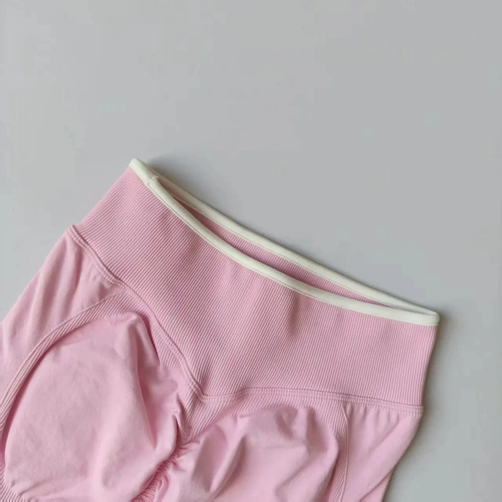 Women's Seamless Gym Solid Color Sports Pants White Edge Waist Tight High Waist Hip Lifting Yoga Pants Running Exercise Pants - Matrix-studios.com