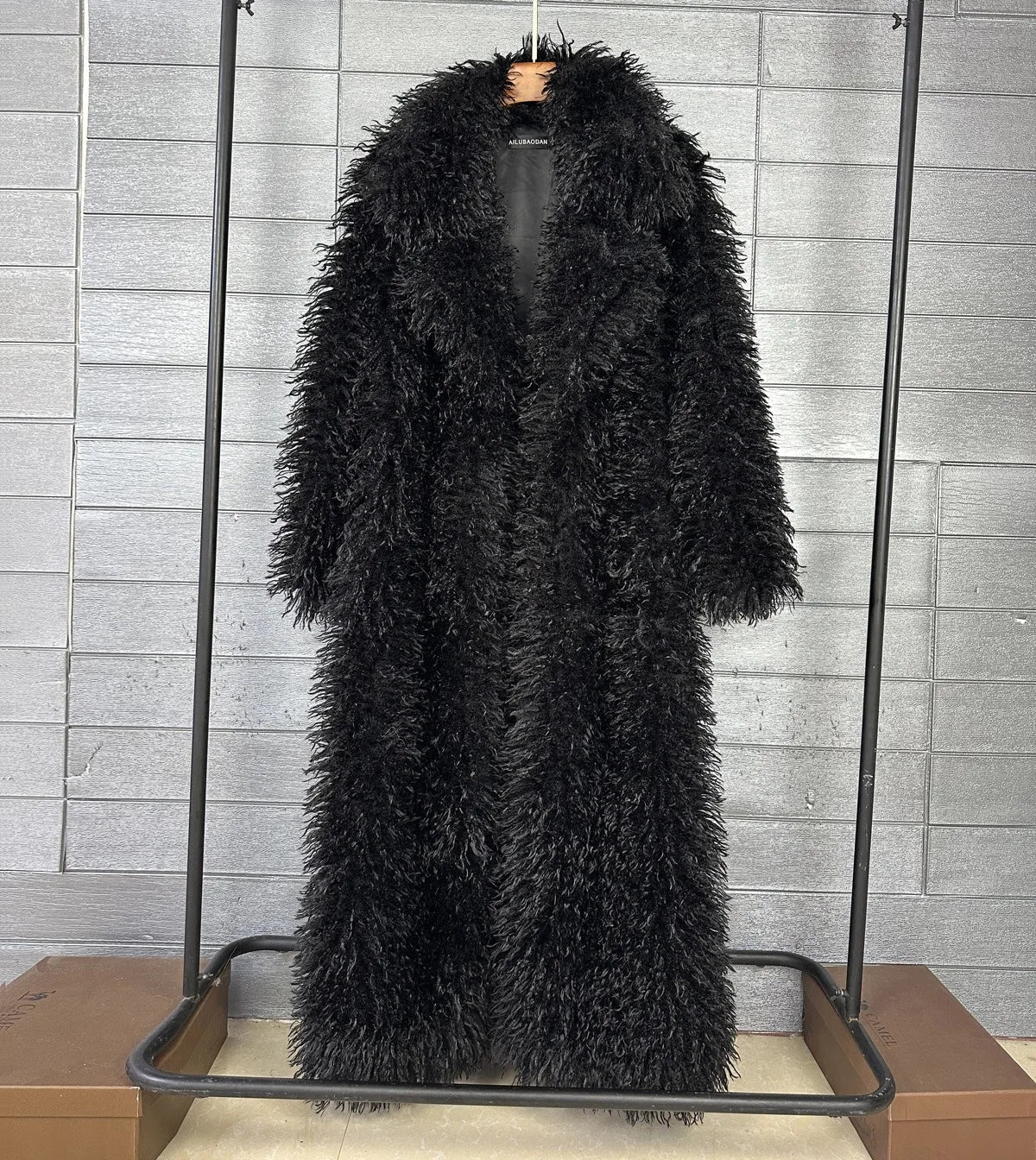DEAT 2026 Autumn Winter New Fashion Beach Wool Faux Fur Coat For Women Suit Collar Solid Color Long Overcoat Female 11A07448 - Matrix Studios
