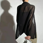 SMVP Chiffon Blouse for Women 2025 New Summer Sheer Mesh Long Sleeve Sun Protection Shirts Korean Fashion Office Lady Shirt Tops - Matrix-studios.com