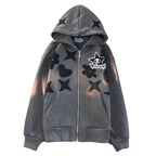 Women Retro Embroidery Hoodies Autumn Winter Zip Up Long Sleeve Loose Jacket Coats Y2k Harajuku Casual P - Matrix Studios