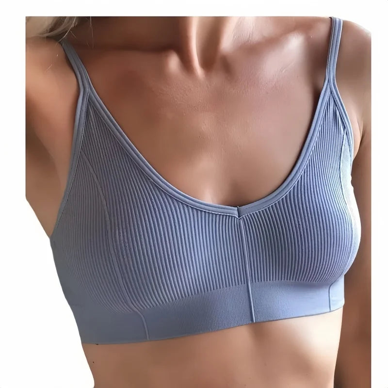 Seamless Tube Top Women's Ribbed V-Neck Wireless Bralette U-Back Daily Wear Bra Sexy Lingerie Adjust Straps Sports Underwear M-L - Matrix Studios
