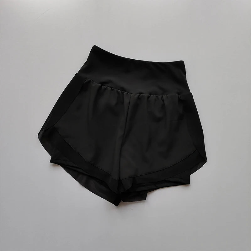 Summer Women's High-Waisted Sports Shorts Mesh Breathable Double-Layer Quick-Dry Gym Fitness Running Cycling Yoga Shorts - Matrix Studios