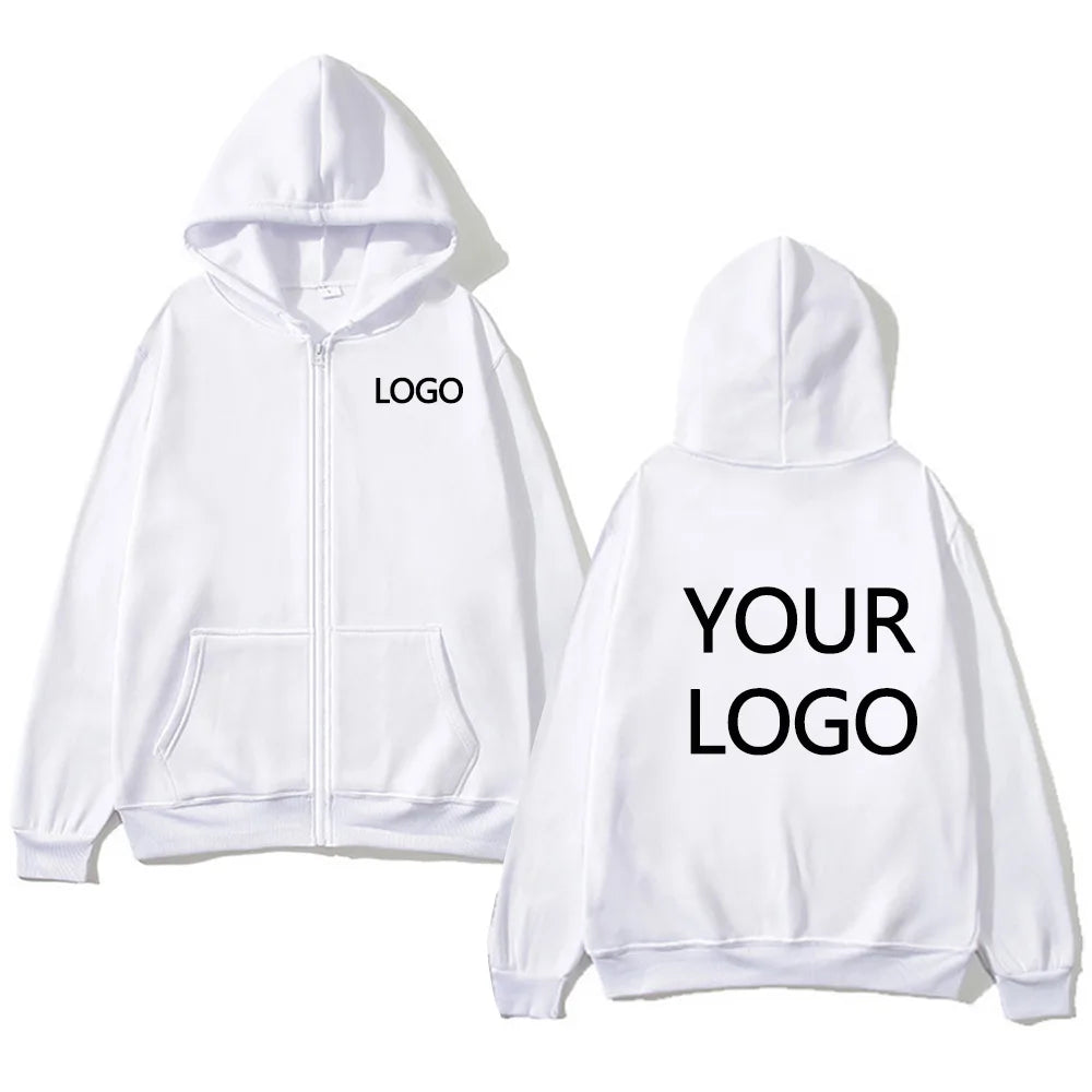 DIY Personalised customised logo, men's street hoodie, zip front sports sweatshirt, women's casual knitted hoodie, couple's gift - Matrix Studios