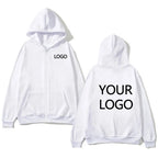 DIY Personalised customised logo, men's street hoodie, zip front sports sweatshirt, women's casual knitted hoodie, couple's gift - Matrix Studios