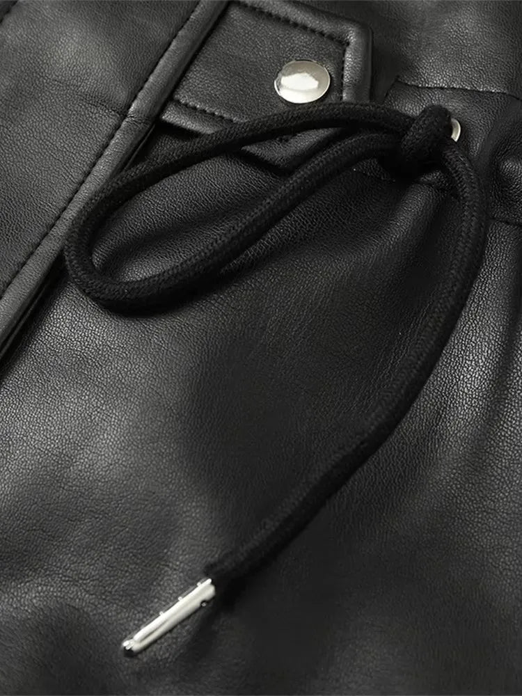 Mauroicardi Autumn Winter Loose Thickened Warm Black Pu Leather Jacket Women with Faux Fur Inside and Collar Furry Parka 2025 - Matrix Studios