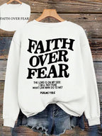 Casual Women's Hoodies Faith Over Fear Letter Printing Sweatshirts Fleece Warm Comfortable Pocket Pullovers Autumn Streetwear - Matrix Studios