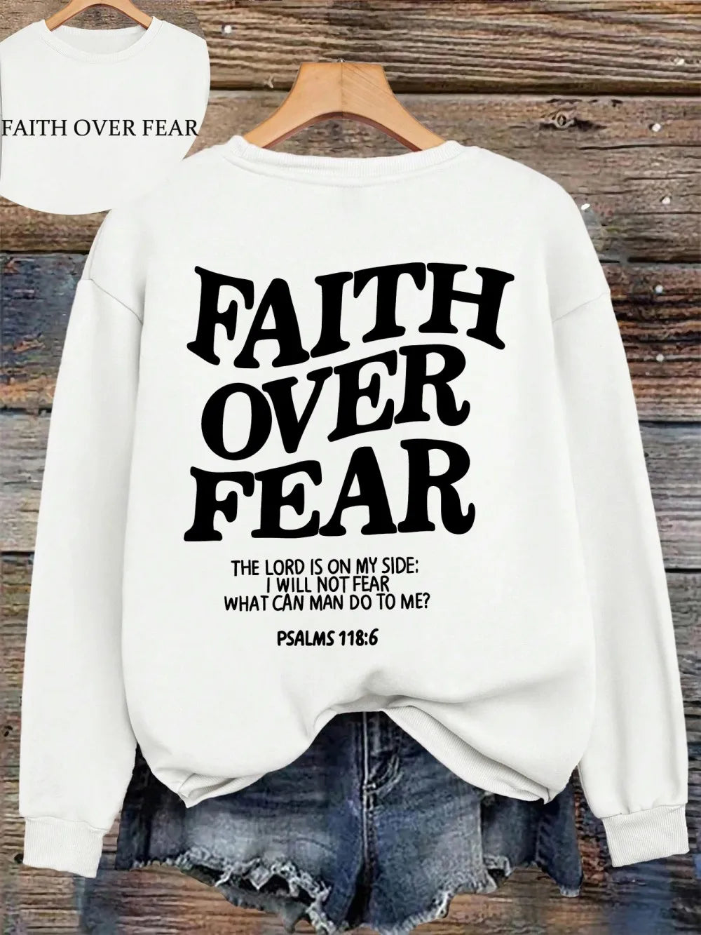 Casual Women's Hoodies Faith Over Fear Letter Printing Sweatshirts Fleece Warm Comfortable Pocket Pullovers Autumn Streetwear - Matrix Studios