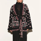 Jacquard Cardigan Women V-Neck Tie Waist Cardigans Long Sleeve Knit Sweater Waist Cuff Casual Autumn Fashion Trendy Streetwear - Matrix Studios