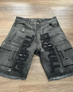 American New Retro Letter Embroidery Tooling Denim Shorts Trend Gothic Y2K Harajuku Hip-hop Loose Sports Shorts Street clothes
