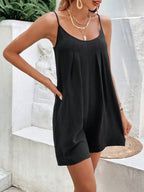 Women Casual Summer Overalls Sleeveless Spaghetti Strap Romper Jumpers Trendy Beach Vacation Outfits - Matrix Studios