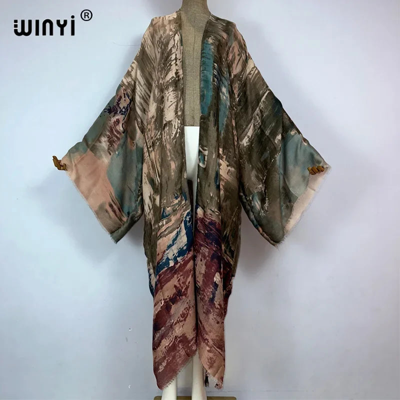 WINYI Fashion Kimono Print Coat Long Sleeve Cardigan Abaya Muslim Woman Cover Up Boho Dress Kaftan Abaya Dubai Luxury Caftan - Matrix-studios.com