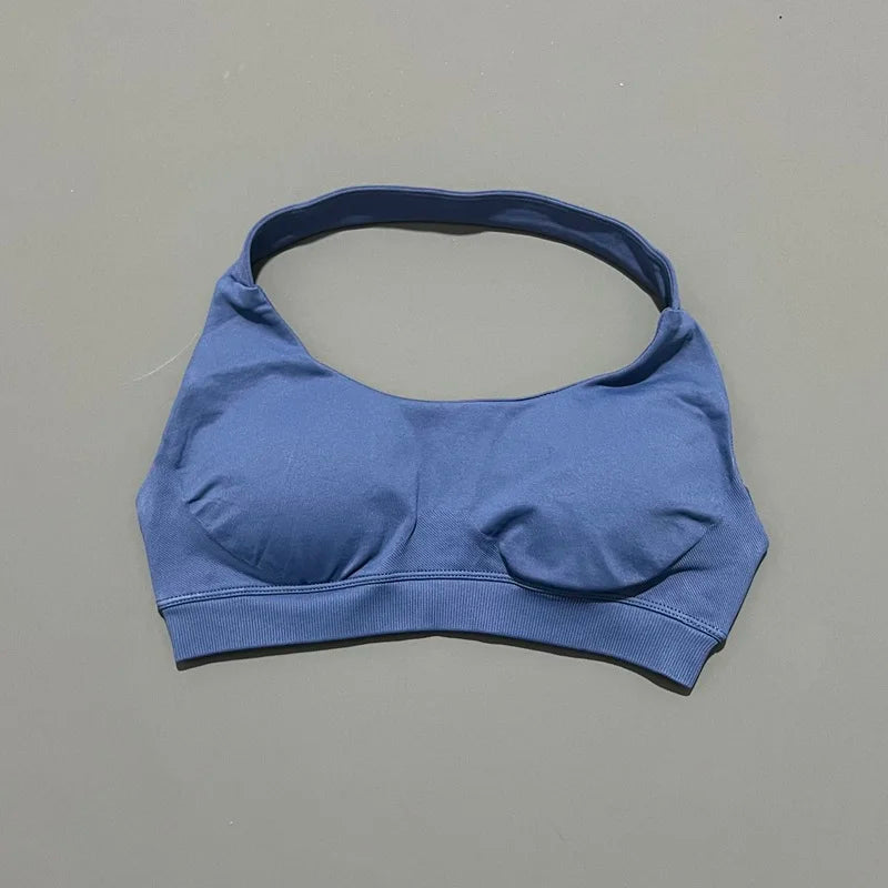 Women Sports Bra Seamless Halter Yoga Clothes Removable Cups Women Workout Clothing Gym Backless Bra Running Workout Tops - Matrix Studios