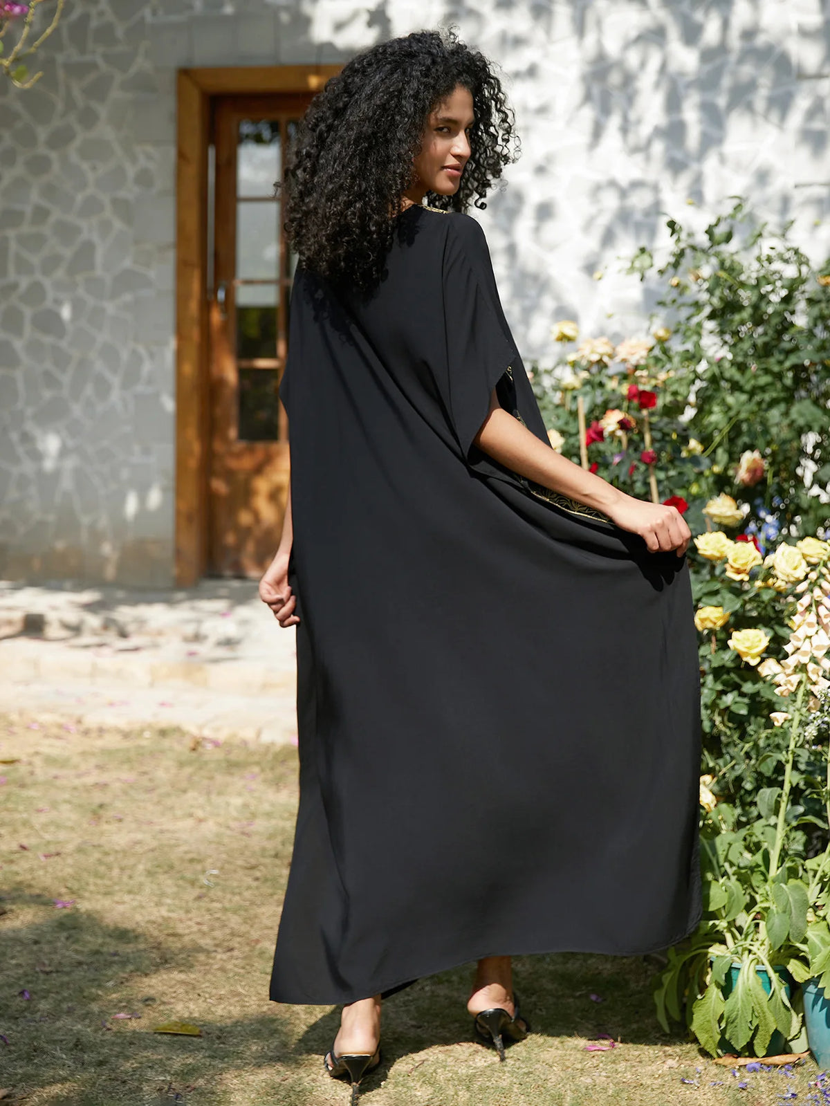 Swimsuit Cover Ups Embroidery V Neck Short Sleeve Swim Cover Up for Women Kaftan Dresses - Matrix Studios