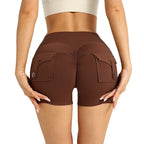 Nude High Waist Peach Butt Sport With Pocket Yoga Shorts Leggings Quick Drying Gym Training  Cycling Outdoor sports Shorts - Matrix Studios