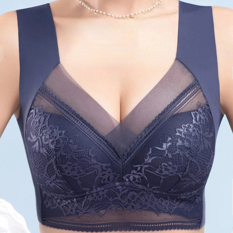 L-6L Women Large Bra Push Up Ice Silk Seamless upper Bralette Lace Wireless Summer Bras Plus Size Top Lingerie Underwear 15019 - Matrix Studios