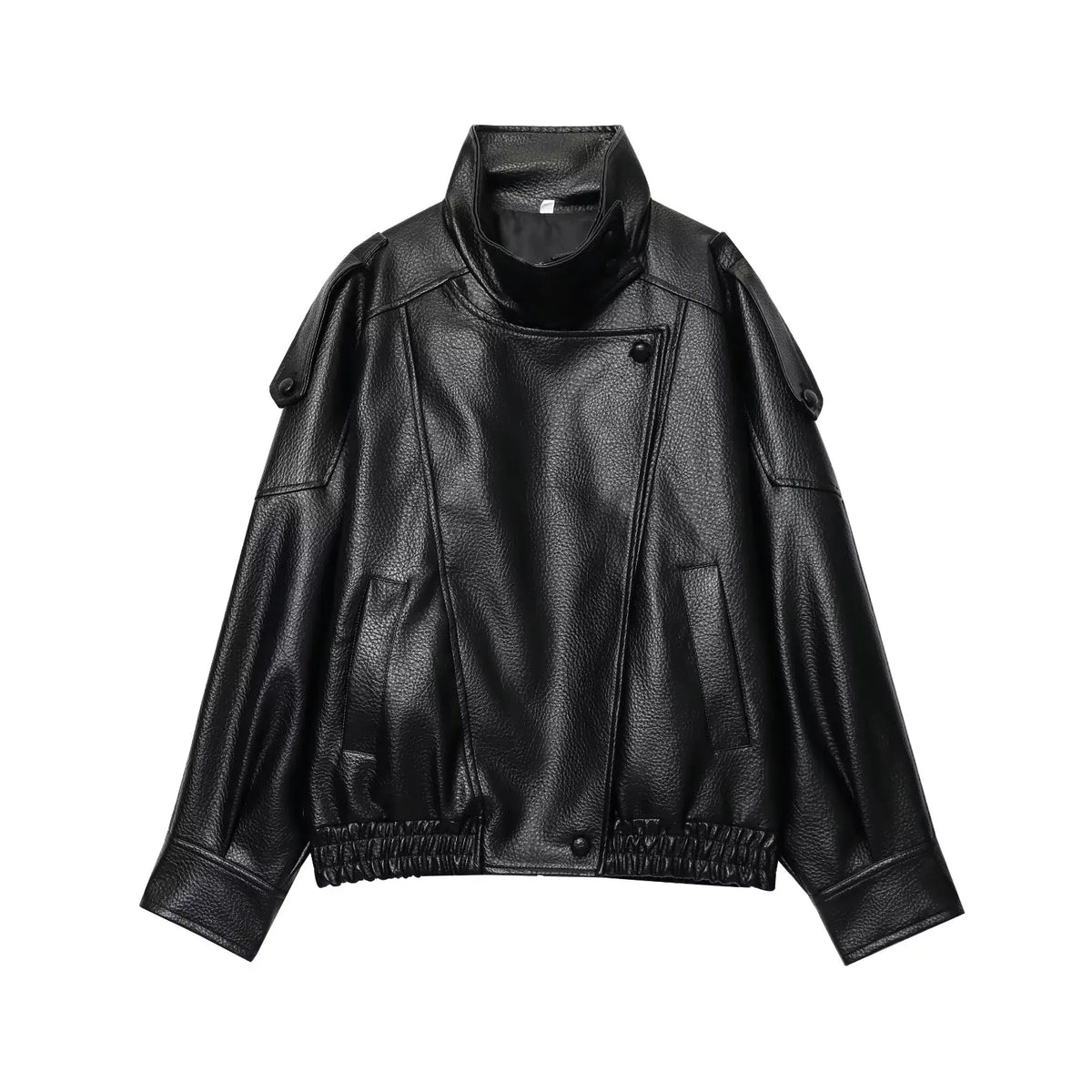 TFMLN 2025 Women Faux Leather Loose Jacket High Street Stand Collar Long Sleeve Coat Fashion Causal Zipper Outwear Autumn Winter - Matrix Studios