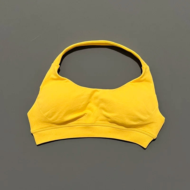 Sports Bra Women Seamless Yoga Halter Bra Top High Support Open Back Bra Fitness Push-up Activewear Workout Gym Underwear - Matrix-studios.com