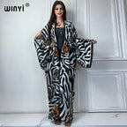 WINYI 2022 africa Boho Printed Long Kimono Dress Bikini Wrap Cover-ups Women Summer Clothes Beach Wear Swim Suit Cover Up kaftan - Matrix Studios