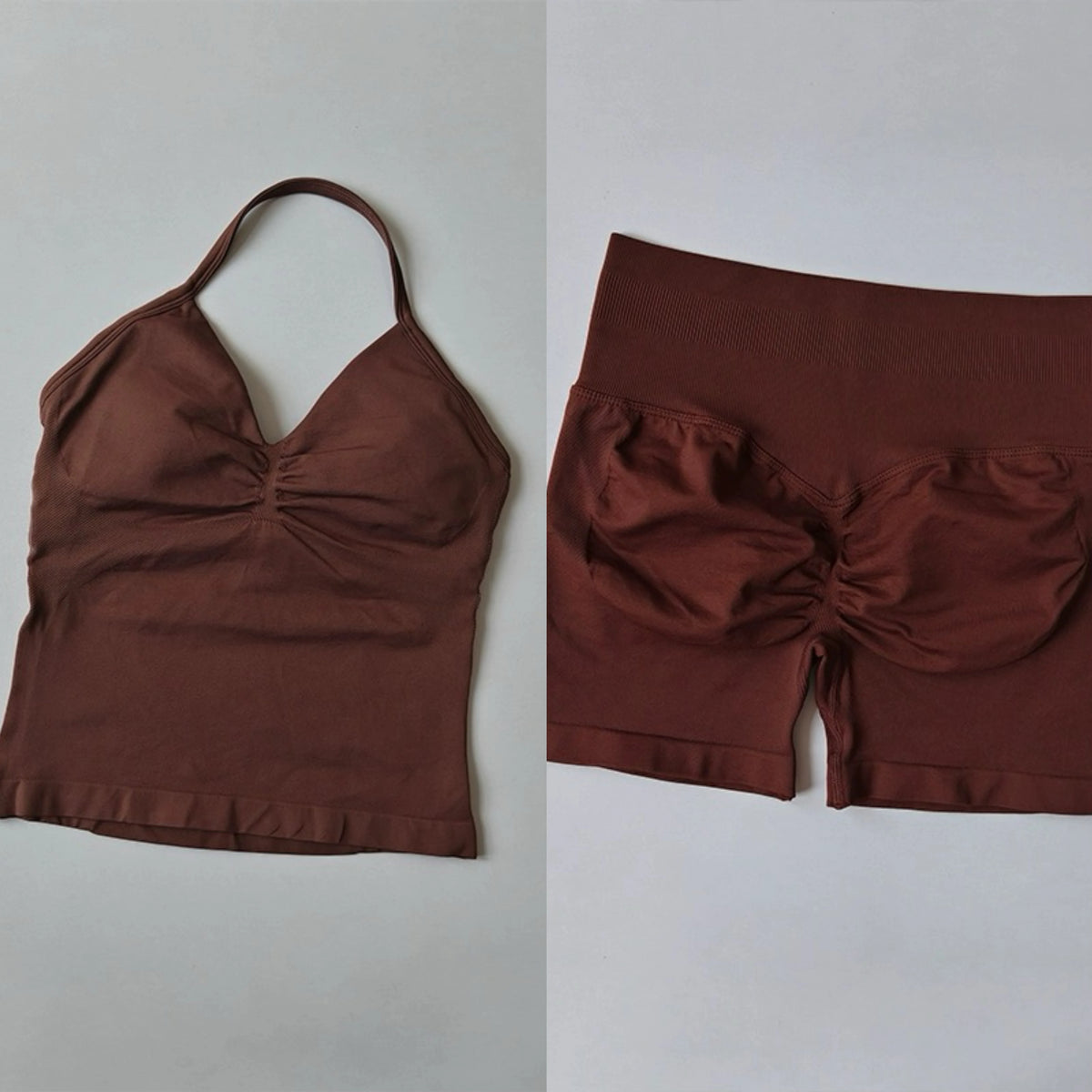 Sexy Halter Neck Beautiful Back High Waist Peach Sports Bras Shorts Suit Pilates Gathering Yoga Vest Training Fitness Bra Sets - Matrix-studios.com
