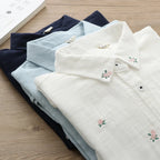 2026 Spring Autumn New Fresh Cotton Yarn Ladies Long Sleeve Shirt Flower Embroidered Women's Casual Shirt Female Blouse Clothes - Matrix-studios.com