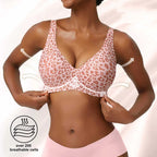Women's Seamless Pink Leopard Print Bra Wire-Free Bra Full Cup Soft Thin Mold Support Jelly Beauty Breathable Deep V Push Up Bra - Matrix Studios