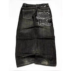 Y2K New Retro Centipede Embroidery Pattern Washed Oversized Wide-Leg Pants Street Gothic Harajuku Floor Pants For Men and Women - Matrix Studios