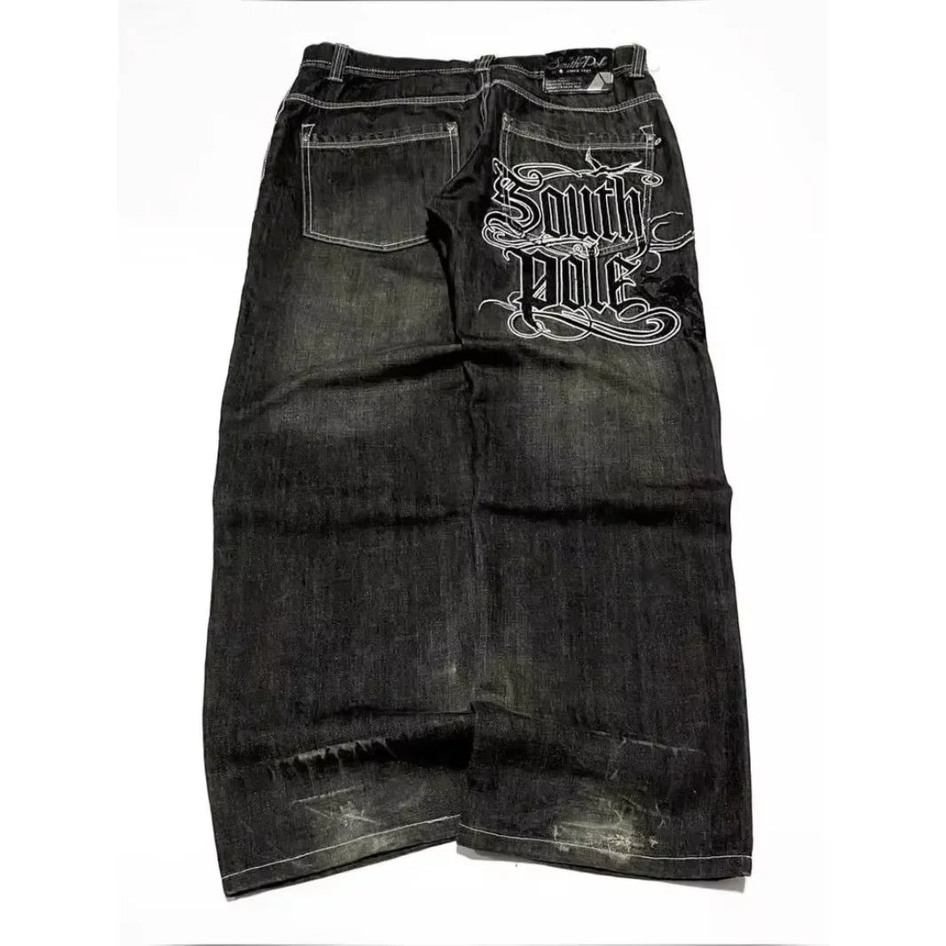 Y2K New Retro Centipede Embroidery Pattern Washed Oversized Wide-Leg Pants Street Gothic Harajuku Floor Pants For Men and Women - Matrix Studios