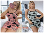 Summer New Women's Nightgown Beauty Back Thin Section Of Home Wear Sexy Halter Short Skirt Love Cartoon Cute Printing Pajamas - Matrix-studios.com
