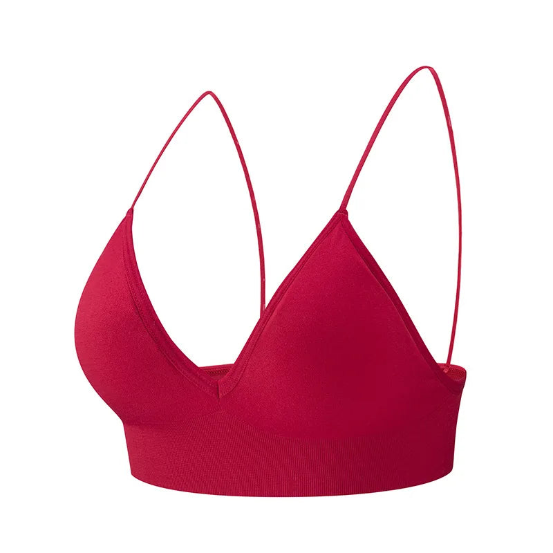 Flarixa Triangle Cup Deep V Neck Bralettes Camisole Bra for Woman Yoga Top Corset With Push Up Effect Soft Underwear Lingerie - Matrix Studios