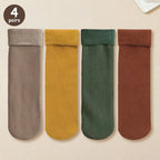 4 Pairs Winter Warm Solid Women Socks Thicken Thermal Socks Black Skin Seamless Snow Sock Unisex Socks - Matrix Studios