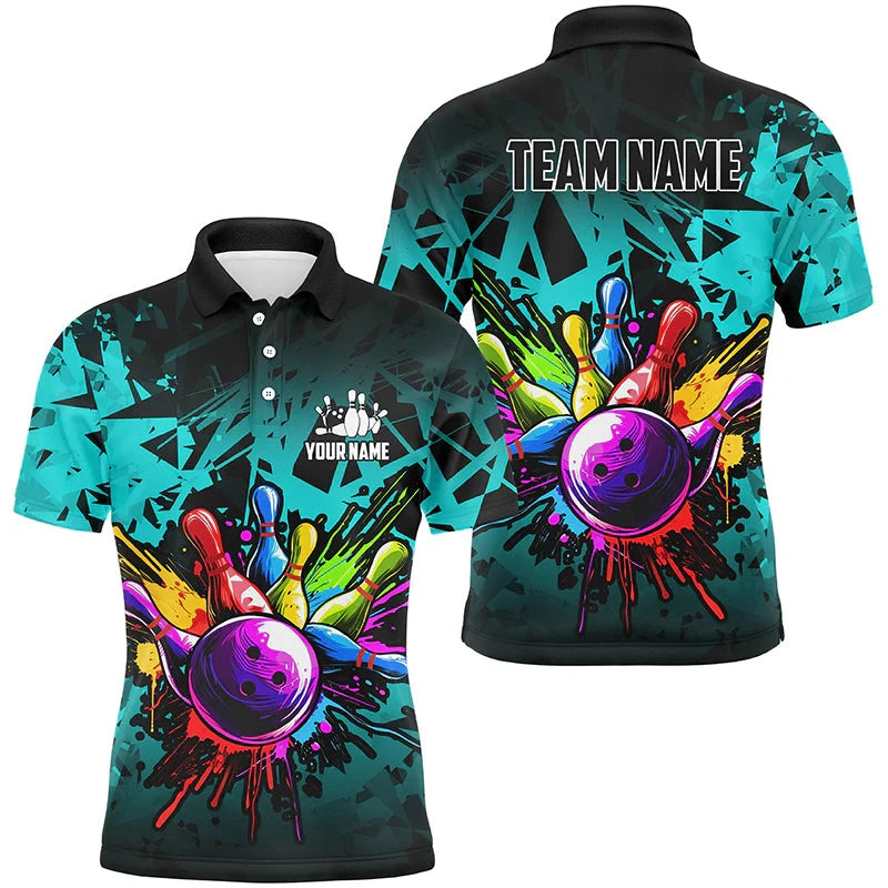 Cool Custom Team Name Bowling Man Polo Shirt Men Women 3D Printed Summer Short Sleeve Lapel Button Polo T Shirt Clothes - Matrix-studios.com