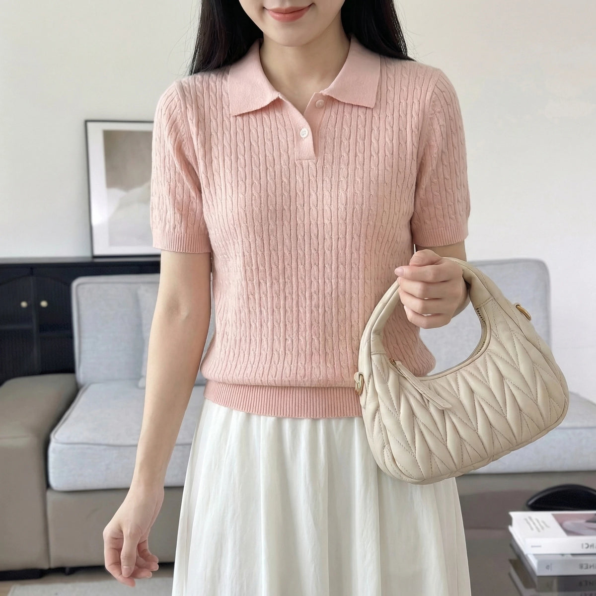 WinvyNee Women's Clothing 100% Cotton Twist Polo Two Button Short Sleeve T-Shirt Cool Spring Summer Slim Fit Basic Top ZA1002027 - Matrix-studios.com