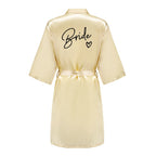 Wedding Party Team Bride Robe With Black Letters Kimono Satin Pajamas Bridesmaid Bathrobe SP003 - Matrix-studios.com