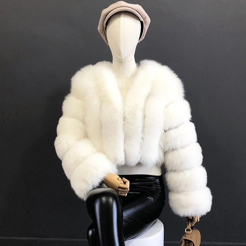 High Quality Fur Coat Women 100% Real Fox Fur Jacket Women's Fall/Winter Luxury Short Natural Fox Fur Coat Leather Jacket - Matrix Studios