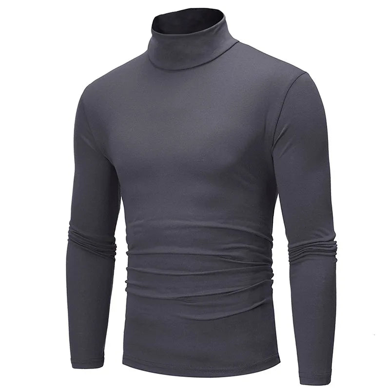 Autumn  Winter Men's High Neck T-shirt Slim Fit Fashion High Elastic Long Sleeve Casual Breathable Apparel Pullover - Matrix Studios