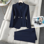 ZJYT Elegant Commuter Blazer Pants Set for Woman 2 Pieces Matching Sets Autumn 2026 Office Lady Work Jacket and Trousers Suit - Matrix-studios.com