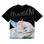 MIXED EMOTION Shirt Rhinestone Short Sleeve Men Women T-shirt Streetwear 100% Cotton Loose Round Neck Top Tees Oversized Tee Top - Matrix Studios