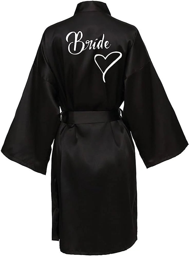 Women Silk Satin Short Night Printing Robe Kimono Robe Fashion Bath Robe Sexy Bathrobe Femme Wedding Bride Bridesmaid M024