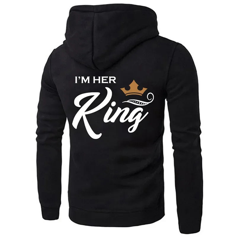 Printing Her King or His Queen Lover Hoodies Harajuku Fashion Casual Womens Men Clothing Lovers Sweatshirt  Couple Hoodies - Matrix Studios