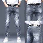 High End Stylish Classic Distinctive Printed Black Stretch Denim Jeans for Men High Quality Slim Fit Stretch Luxury Denim Pants - Matrix Studios