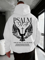 Christian Bible Verse Psalm 91:4 Print Men Women Hooded Sweatshirt Autumn Winter Outdoor Vacation Casual Loose Warm Sportswear - Matrix Studios