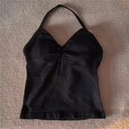 HBC Sexy V Neck Gym Tank Top Longline Strappy Vest Women Seamless Sports Running Tank Top Slim Fit Yoga Padded Workout - Matrix-studios.com