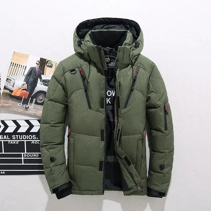 New Winter Men Hooded Casual  Puffer Jackets White Duck Down Coats High Quality Male Outdoor Windproof Warm Winter Parkas Size 5 - Matrix Studios