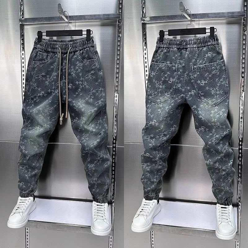 Jacquard American Classic Jeans Fashion Joints Harem Pants High Quality  Loose Harajuku Straight-Leg Trousers Men Clothing - Matrix Studios
